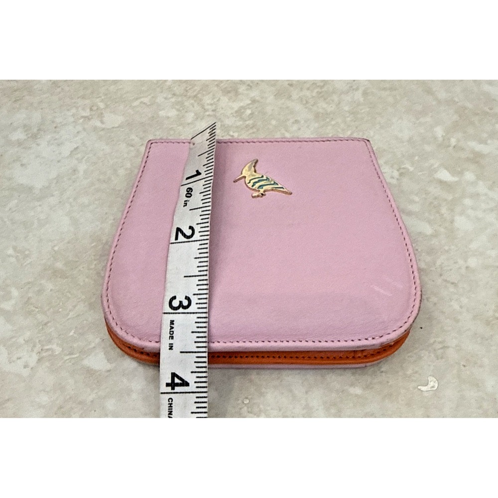 ONE ODD BIRD Pink Leather Kiss Lock Wallet Purse 4x3.5x1 Logo - Picture 6 of 11